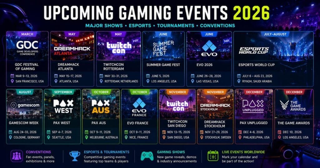 Upcoming Gaming Events 2026: Major Events and Tournaments